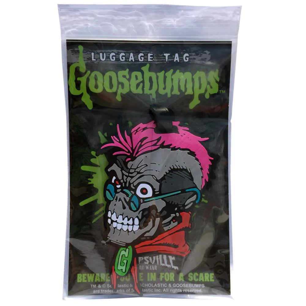 Goosebumps Curly Skull Luggage Tag